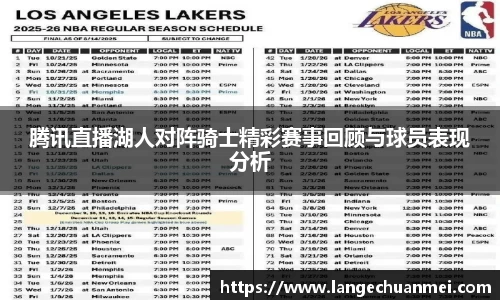 腾讯直播湖人对阵骑士精彩赛事回顾与球员表现分析